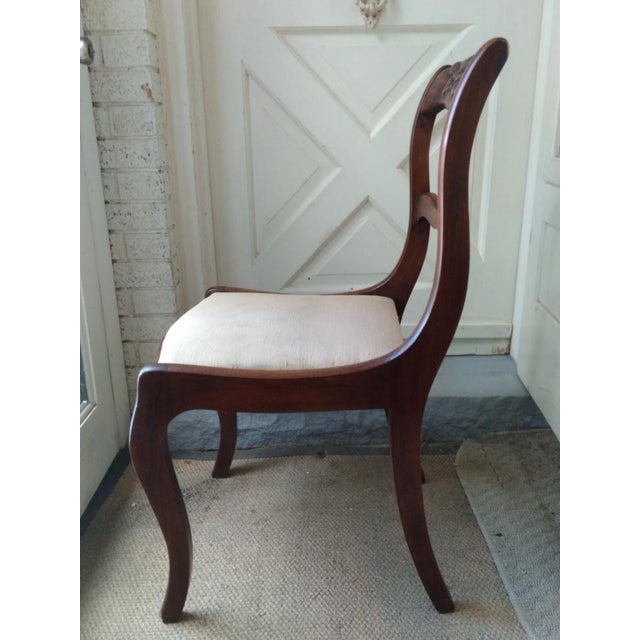 Vintage Duncan Phyfe Stlye Chair Solid Wood Frame With Rose Carving For Sale - Image 4 of 10