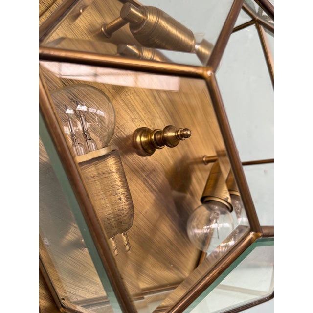 Metal Vintage Italian Hexagonal Ceiling Lamp, 1950s For Sale - Image 7 of 11