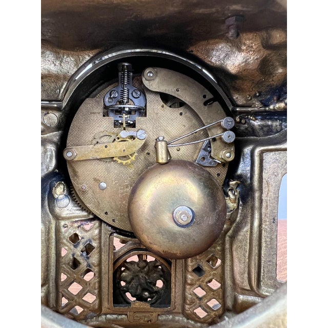 Vintage Brass Figural Mantel Clock For Sale - Image 11 of 13
