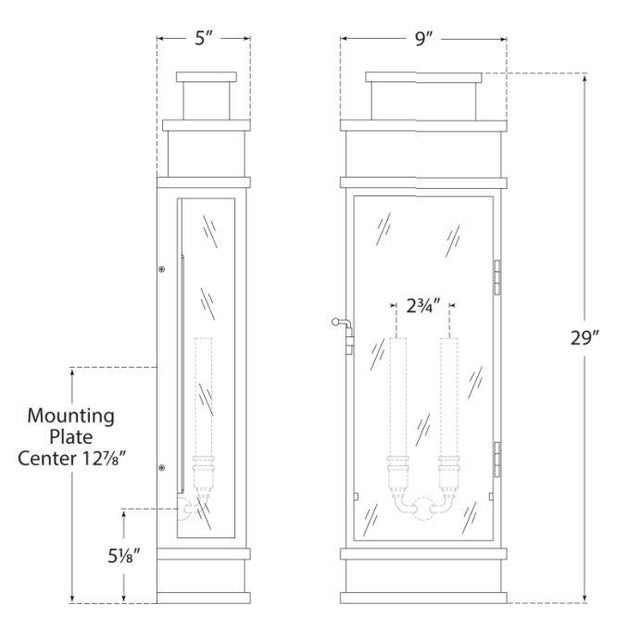 Transitional Chapman & Myers for Visual Comfort Signature Linear Large Wall Lantern in Bronze with Clear Glass For Sale - Image 3 of 3
