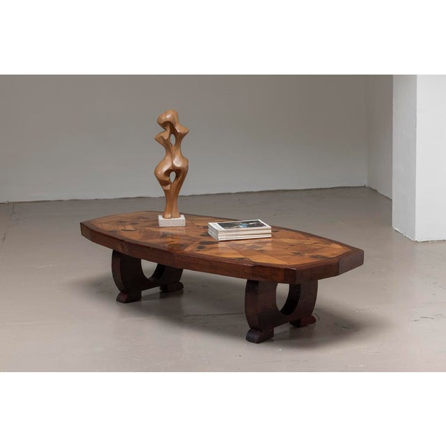 Inlaid Wood Coffee Table, 1980s For Sale - Image 9 of 10
