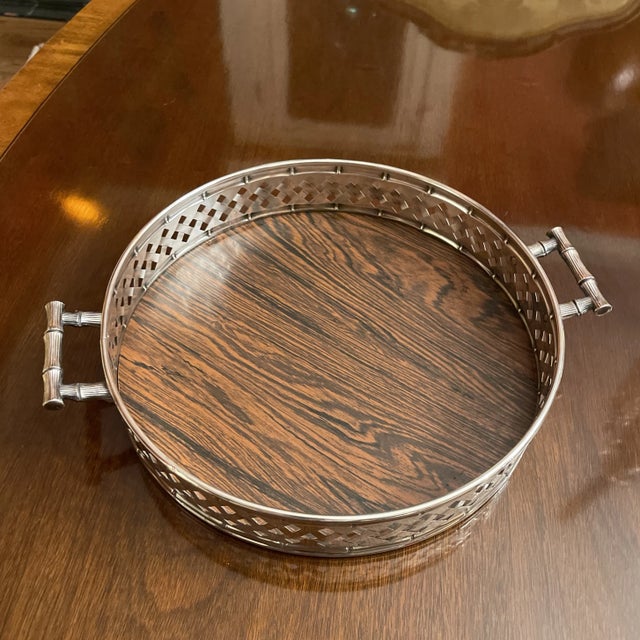 Mid 20th Century Silverplated Faux Bamboo Drinks Tray For Sale - Image 5 of 6