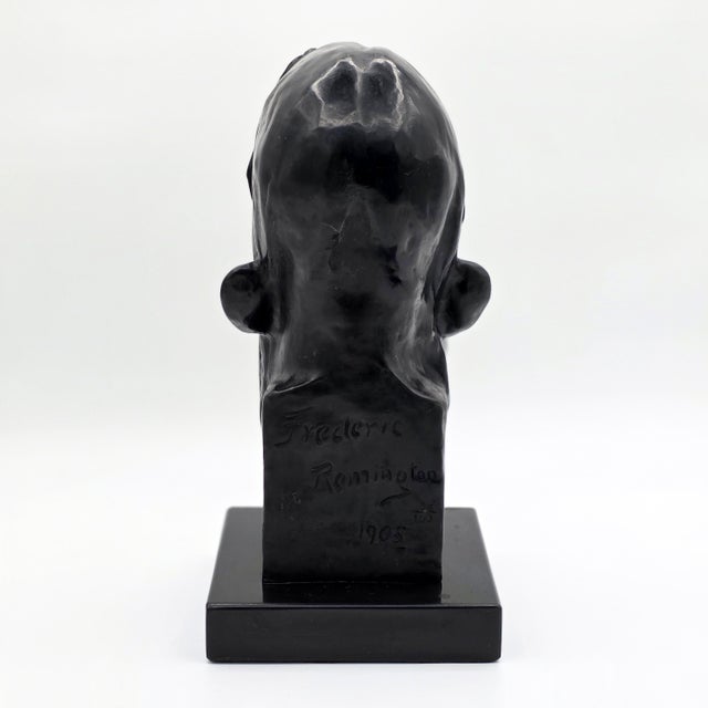 Black 1970s After Frederic Remington the Savage Bronze Bust Sculpture 36/100 For Sale - Image 8 of 11