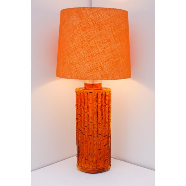 Grand Orange Glass Table Lamp by Gustav Leek for Orrefors, Sweden For Sale - Image 15 of 18