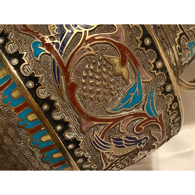 Wood Vintage 1950s Cloisonné Champlevé Table Lamp For Sale - Image 7 of 12