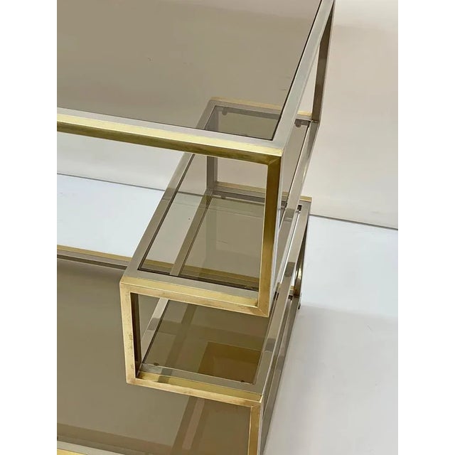 Mid-Century Italian Gold Brass and Glass Console Table, 1970s For Sale - Image 14 of 18