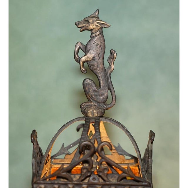 American Gothic Revival Bronze and Amber Glass Ship Lantern Floor Lamps, 1920, Set of 2 For Sale - Image 6 of 18