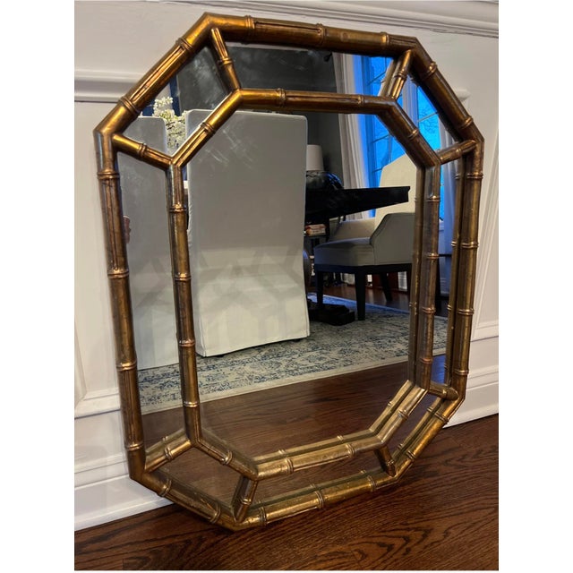 Vintage Faux Bamboo Gilt Wall Mirrors -a Pair For Sale - Image 4 of 4