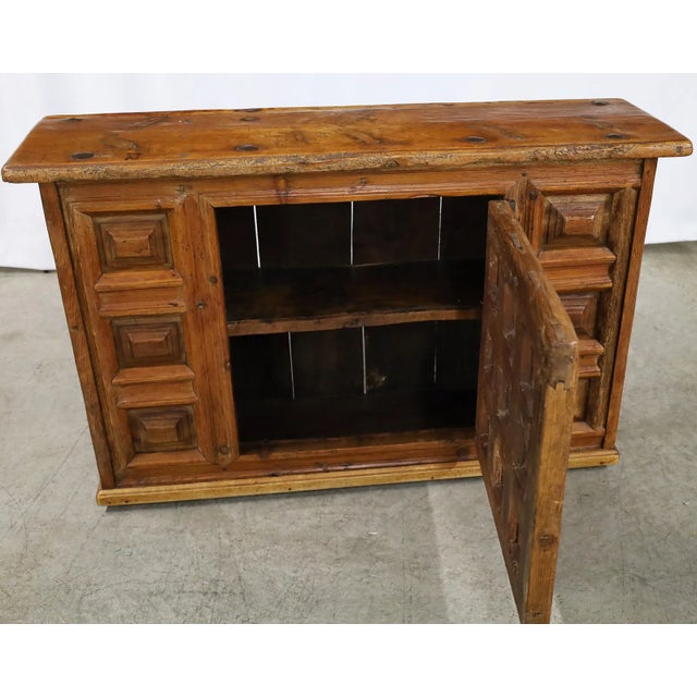 18th-Century Spanish Carved Wood Sideboard With Hand-Forged Iron Hardware For Sale - Image 4 of 6