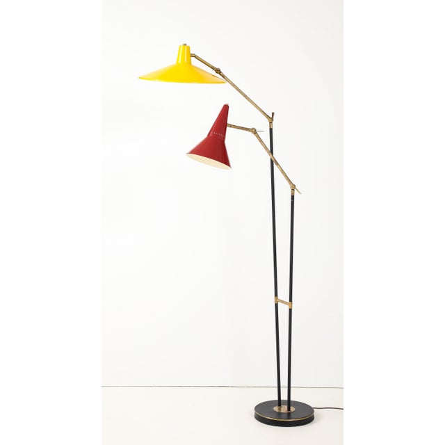 1960's Mid-Century Modern Two Arm Italian Floor Lamp in the Style of Stilnovo For Sale - Image 12 of 16