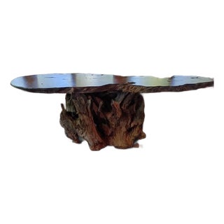 1950s 9' Old Growth Live Edge Redwood Burl Table For Sale