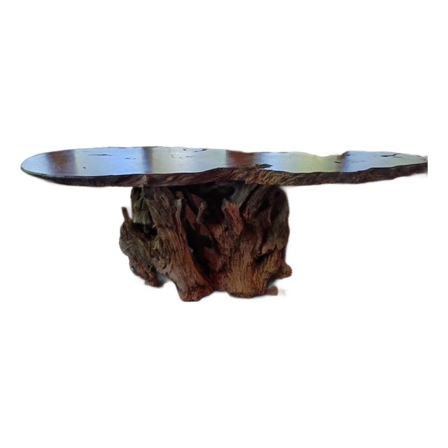 1950s 9' Old Growth Live Edge Redwood Burl Table For Sale