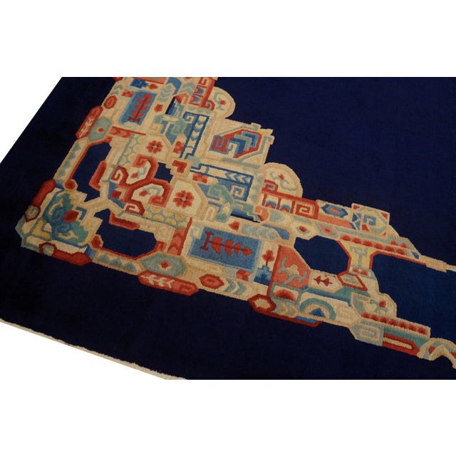 1920s Unique Blue Multicolor Antique Chinese Peking Carpet 12' X 14'9" Wool Rug For Sale In New York - Image 6 of 9