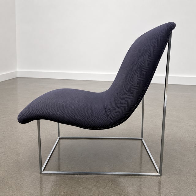 1970s 1970s Milo Baughman Style Mid-Century Modern Chrome Scoop Lounge Chair For Sale - Image 5 of 11