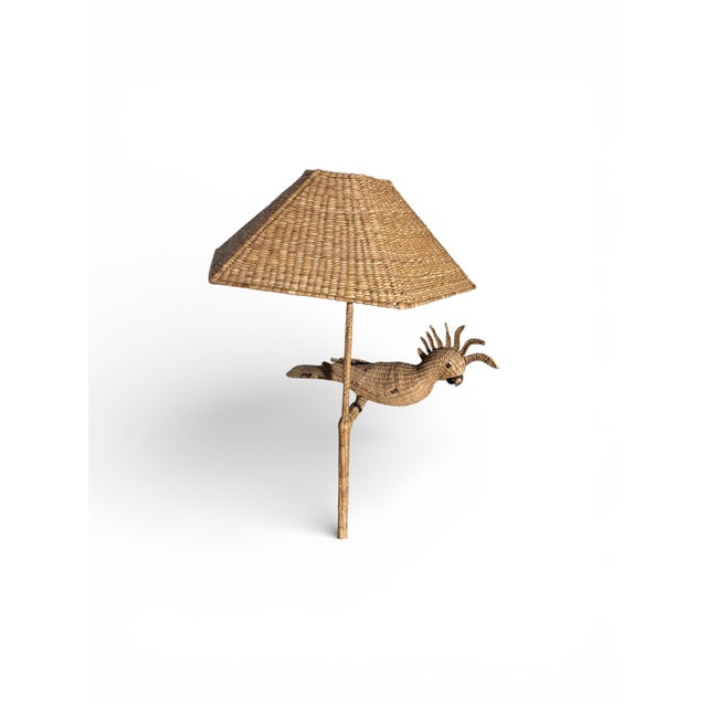 Mario Lopez Torres Rattan, Cockatoo Floor Lamp - Hollywood Regency , Signed For Sale - Image 9 of 12
