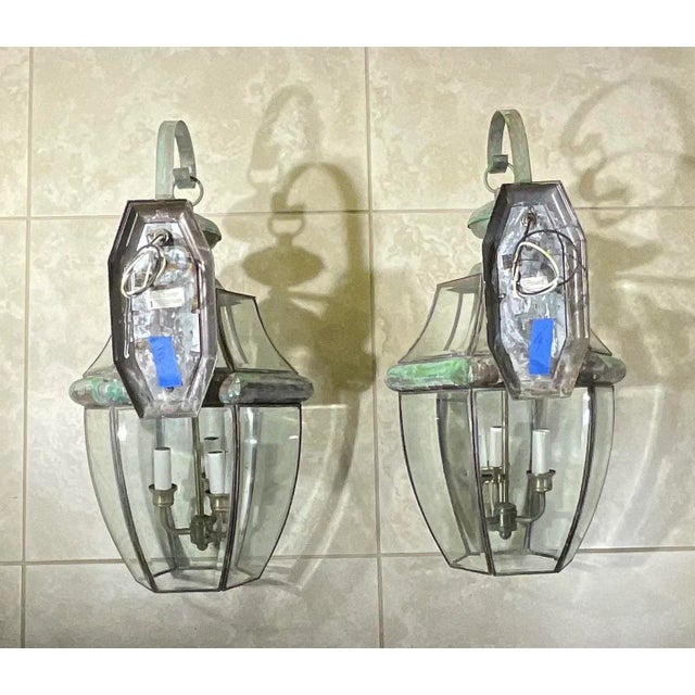 Pair of Vintage Solid Brass Wall Lantern For Sale - Image 11 of 11