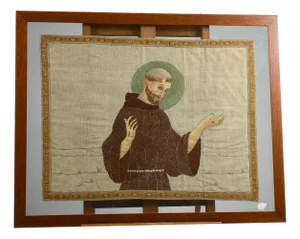 Double Glass Framework with Painted Sheet Depicting San Francesco Italia