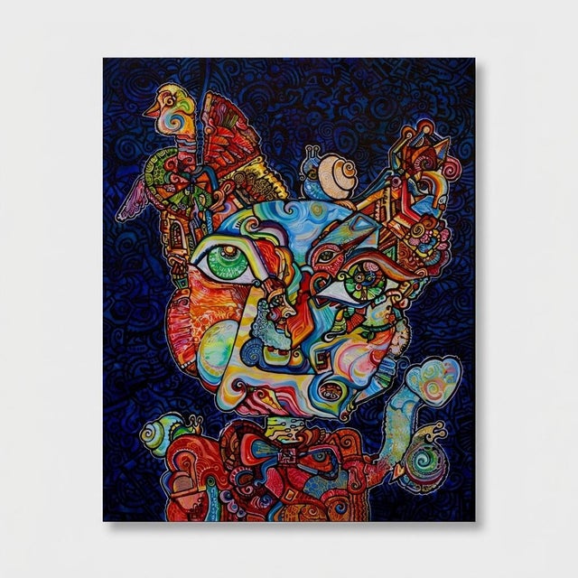 This is a one-of-a-kind original cubist painting by San Diego artist, Alexander Arshansky. Its dimensions are 30" x 24" x...