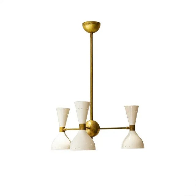 Gold Mid-Century Italian Chandelier in Brass, 1950 For Sale - Image 8 of 8