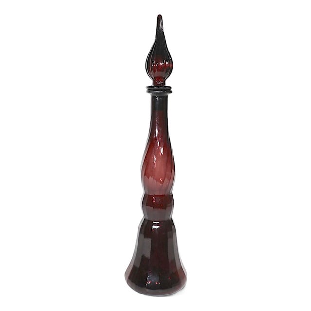 Mid Century Empoli Rossini Amethyst Glass Genie Bottle Made in Italy C 1950/60's For Sale