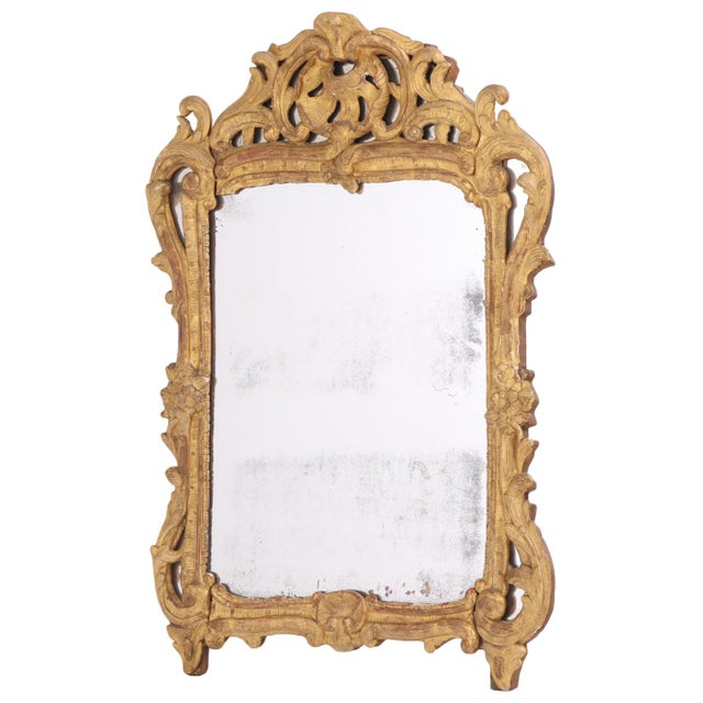Rococo A Small French Giltwood and Carved Mirror, 18th C. For Sale - Image 3 of 9