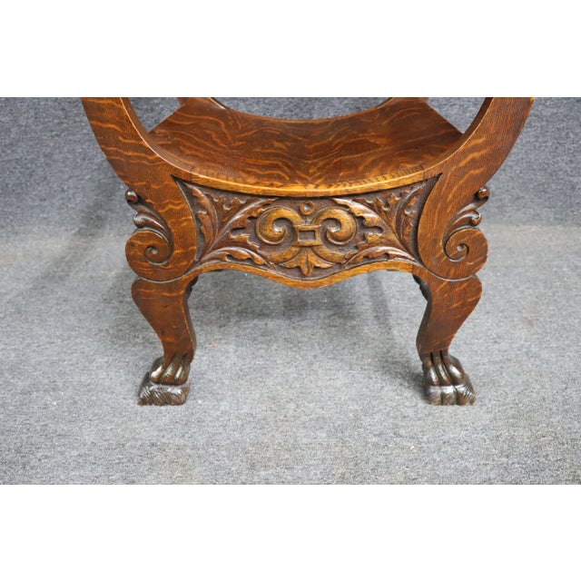 Victorian Quarter Sawn Oak Savonarola Chair For Sale In Philadelphia - Image 6 of 12