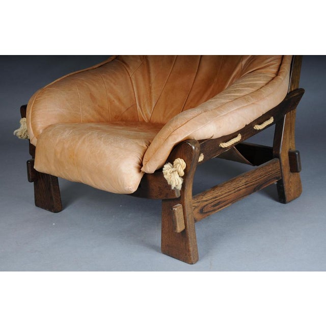 Vintage Lounge Chairs in Leather and Oak from Maison Regain, France, 1960s, Set of 2 For Sale - Image 6 of 18