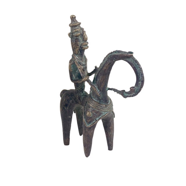 Vintage African Dogon Bronze Horseman Sculpture Mali 7.25" H For Sale - Image 4 of 7