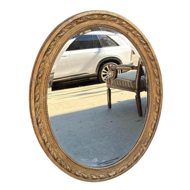 Antique Italian Giltwood Oval Mirror