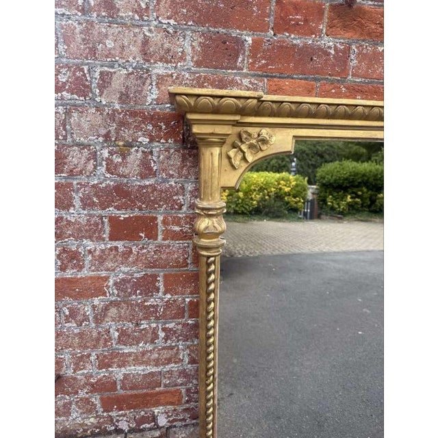 Glass Antique English Gilt Rope Twist Framed Overmantle Mirror For Sale - Image 7 of 9