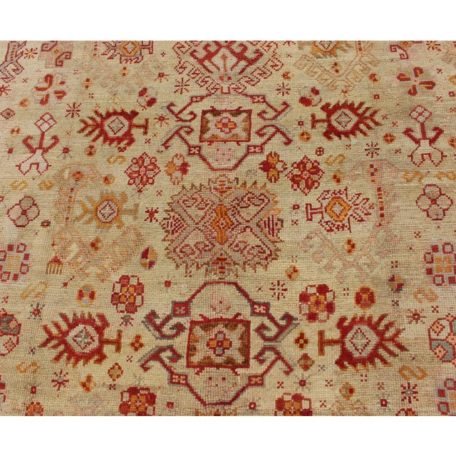 Red Antique Turkish Oushak Carpet With All-Over Design in Red 10'5" X 12'5" For Sale - Image 8 of 10