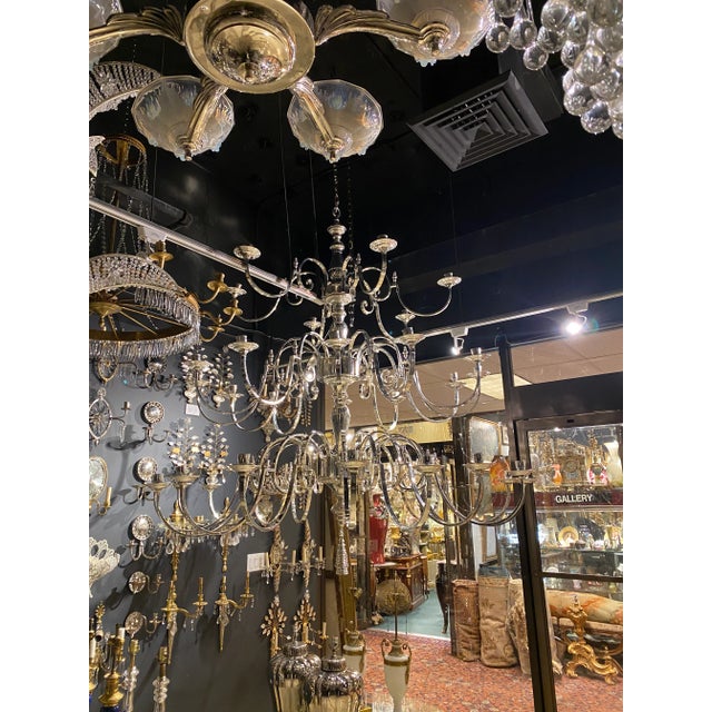 A circa 1930’s English silver plated 36 lights chandelier unusual size and design