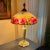 Antique Reverse Painted Lamp Featuring Cabbage Roses, Fully Restored & Rewired For Sale - Image 4 of 12