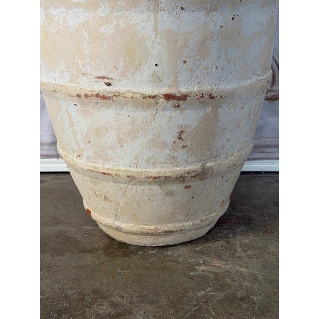 Mid 20th Century Whitewashed Terracotta Storage Vessel With Ribbed Form For Sale - Image 5 of 10