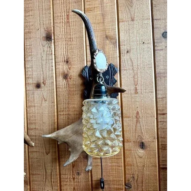 1950s Pair Vintage Antler Sconces for Alpine Mountain Decor For Sale - Image 5 of 11