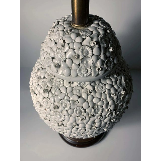 Vintage Italian Antonio Zen White Flower Lamps - A Pair For Sale In Chicago - Image 6 of 10