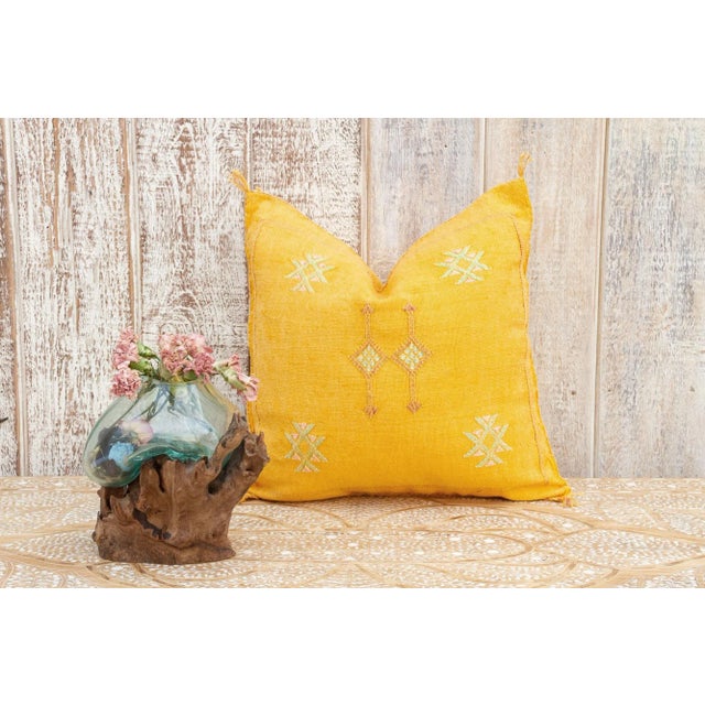 Amber Moroccan Silk Rug Pillow For Sale - Image 10 of 11