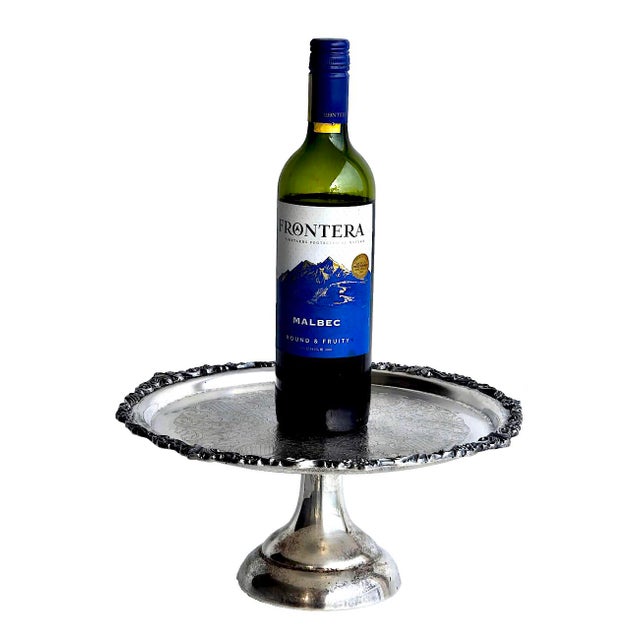Metal Vintage Silver Plated Pedestal Cake Stand by Sheridan Silver For Sale - Image 7 of 14