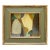 Contemporary Abstract Oil Painting in Vintage Olive Green Painted Frame For Sale