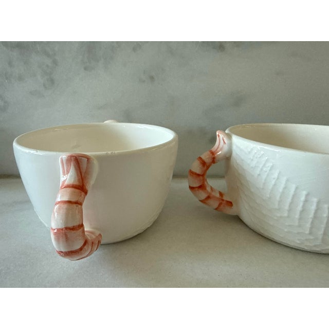 Set of 4 Vintage Coastal Shafford "Sea Fare" Shrimp Tail Bowls, Small Plates and Forks For Sale - Image 9 of 18
