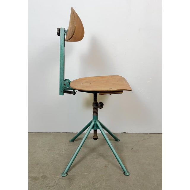 Brown Industrial Dark Green Workshop Chair, 1950s For Sale - Image 8 of 16