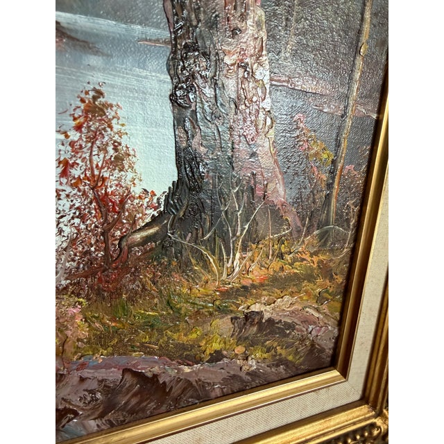Vintage 1960s Framed, Signed Oil on Canvas Landscape Painting For Sale - Image 9 of 11