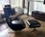Cantoni Leather Recliner Lounge Chair and Ottoman Set in Genuine Top-Grain Leather With Stainless Steel Swivel Base For Sale - Image 9 of 12