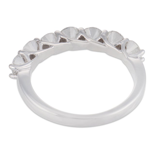 Vintage Mayors Diamond 18k White Gold Half Eternity Band, Size 4.5 For Sale In Los Angeles - Image 6 of 6