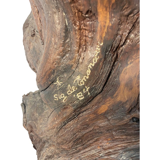 1980s Monumental Signed Wood Sculpture by Sig De Tonancour, 1984 | Organic Modern Figurative Form For Sale In Los Angeles - Image 6 of 13
