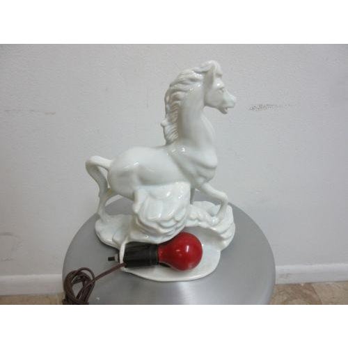 Mid-Century Modern Vintage Porcelain Stallion Table Lamp For Sale - Image 3 of 5