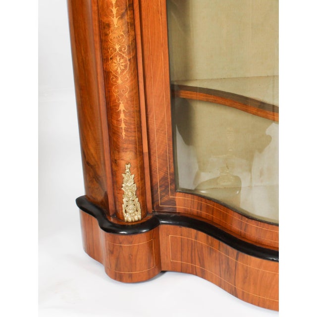 Antique Victorian Serpentine Burr Walnut Marquetry Credenza, 19th Century For Sale - Image 13 of 18