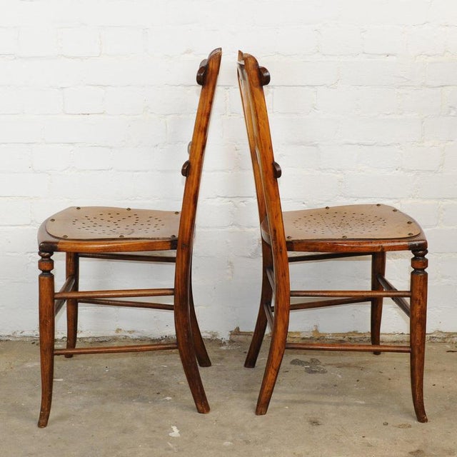 Vintage Punched Seat Dining Chairs in Wood from Luterma, Estonia, Set of 2 For Sale - Image 3 of 15