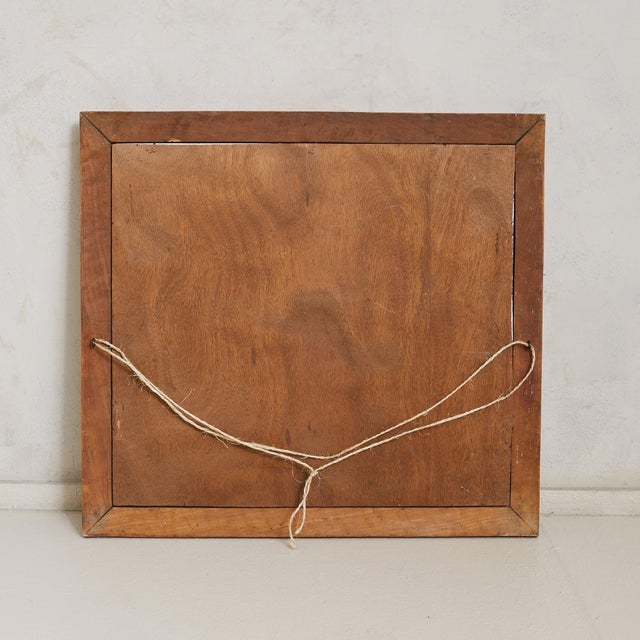 Brown Italian Horizontal Rectangular Wall Mirror with Chamfered Wood Frame, 1950s For Sale - Image 8 of 10