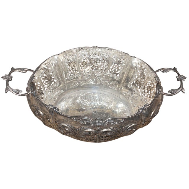 Metal Damar 925 Sterling Silver Centerpiece Basket Bowl. Turkey, Late 20th Century. For Sale - Image 7 of 8